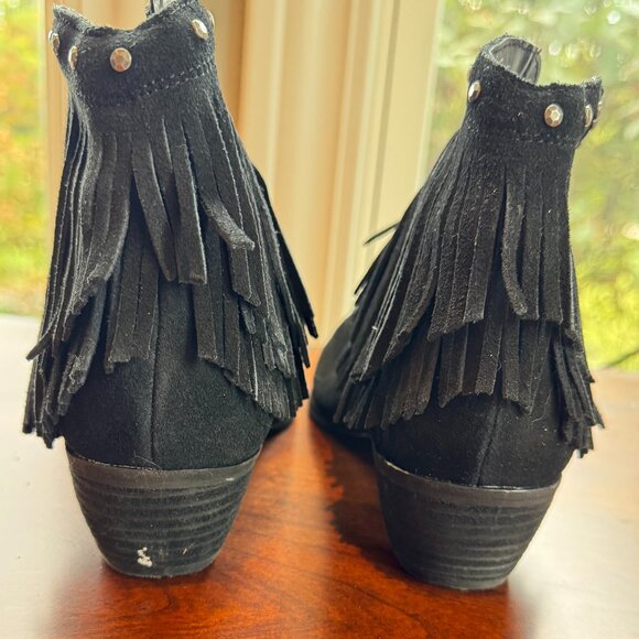 Minnetonka Black Suede Fringe Ankle Boot - Picture 5 of 10